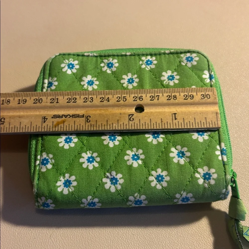 Vera Bradley Green Floral Quilted Wallet with Blue Snap Tab